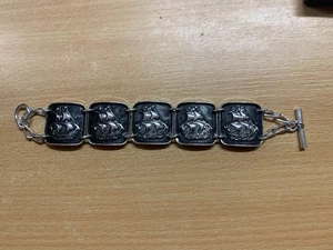 VINTAGE GALEONE SCHIFF KUNSTSTOFF SIEHT AUS WIE METALL ARMBAND 17 GRAMM 18cm - LANG (P3) - Bild 1 von 7