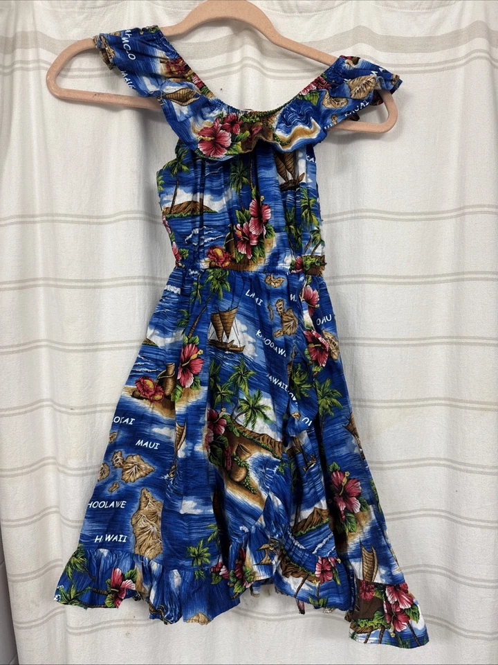 Vestido Hawaiano Niña 9/10 Hecho en Hawaii Islas Hawaianas 100% Algodón Foto 1 de 4