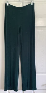 Chicos Travelers Slinky Pants Womens 1 Dark Green Straight Leg Pull On Packable - Picture 1 of 11