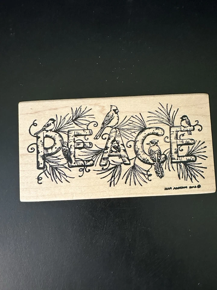 Sello de goma Northwoods Peace sentimiento de Navidad cardenal azul Jay Chickadee Foto 1 de 4