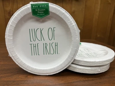 Rae Dunn Luck Of The Irish 16 бумажных тарелок диаметр 8 дюймов новые в упаковке - Изображение 1 из 4