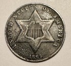 1862 THREE CENT SILVER TRIME CIVIL WAR COIN BETTER DATE 3CS FISHSCALE AU DET 1862 THREE CENT SILVER TRIME CIVIL WAR COIN BETTER DATE 3CS FISHSCALE AU DET