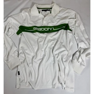 Preowned Sean John White Green Graphics Long Sleeve Collared Shirt Size XXL - Picture 1 of 10