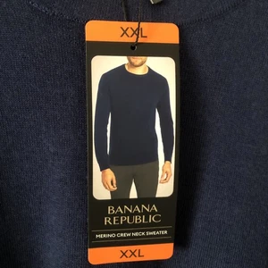 Banana Republic Herren Pullover Merinowolle Rundhals XXL BLAU Neu mit Etikett - Bild 1 von 7