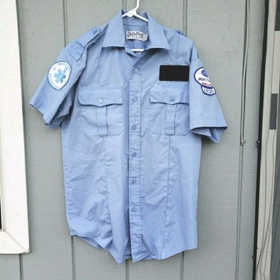 Ambulance EMS EMT Blue Men's Medium w/ Patches Uniform Work Explorer Post Shirt - Image 1 of 4