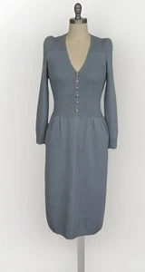 Vintage St.John Santana blaues Strick Langarm Kleid Gr. M - Bild 1 von 20