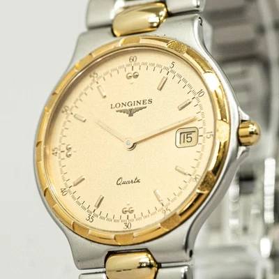 **CASI COMO NUEVO** De colección LONGINES Conquest L1.614.3 Cuarzo Esfera Dorada Fecha 35 mm Para Hombre Foto 1 de 4