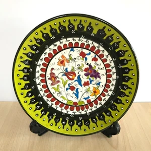 Turkish Pottery Nimet Wall Plate Decorative Vintage Hand Painted Floral 7" Dia - Picture 1 of 9