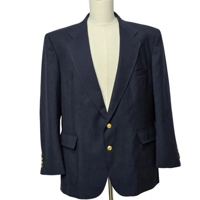 Casaco esportivo New Castle & York Blazer masculino 46R azul marinho lã botão dourado EUA - Imagem 1 de 4