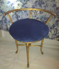 Vintage Hollywood Regency Vanity Stool Chair Gold Iron Style