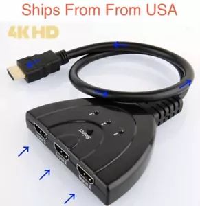 1 To 3 HDMI Port Switch Switcher Splitter Selector HUB Box Bose HDTV 1080P Xbox - Picture 1 of 5