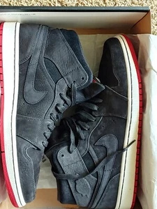 Air Jordan 1 Mid Nouveau 629151 001 Black/ Black/ Red - Picture 1 of 8