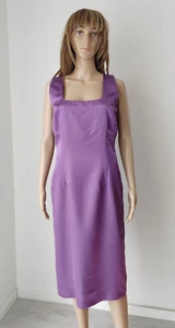 ❤️ Size 10 HANDMADE lavender purple silky satin midi pencil dress 1072 - Picture 1 of 10