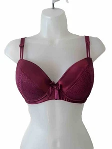 Sujetador con aros pushup con lazo de encaje rosa Fucia 34D NUEVO - Imagen 1 de 7