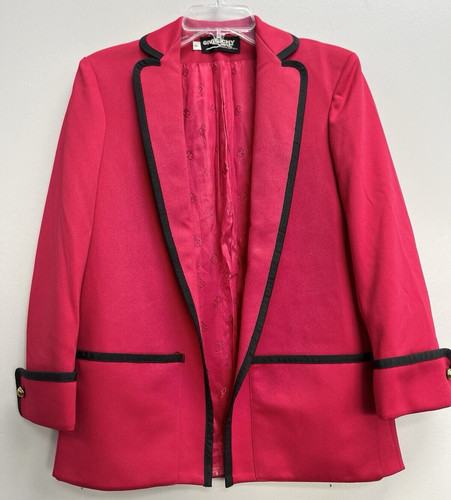 Blazer aperto vintage Givenchy Sport taglia 8 rosso con bordo nero polsini con bottoni oro