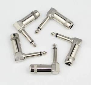 5 Pcs Right Angle Metal 6.35mm 1/4 Mono Jack Audio Cable Solder Adapter Terminal - Picture 1 of 4