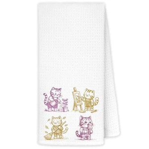 Cat Kitchen Hand Dish Tea Towels Gifts for Women Cute Decor 16x24 Inch - Picture 1 of 6