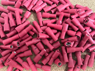 22-16 AWG Red 4.8x0.8mm Female Push-On Crimp 10A 600V Fully-Insulated Multi Qty - Image 1 of 2