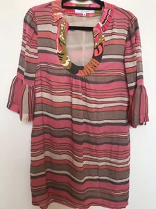 NEW TRINA TURK Los Angeles PURE SILK TUNIC TOP DRESS SIZE UK 12 US8 - Picture 1 of 5
