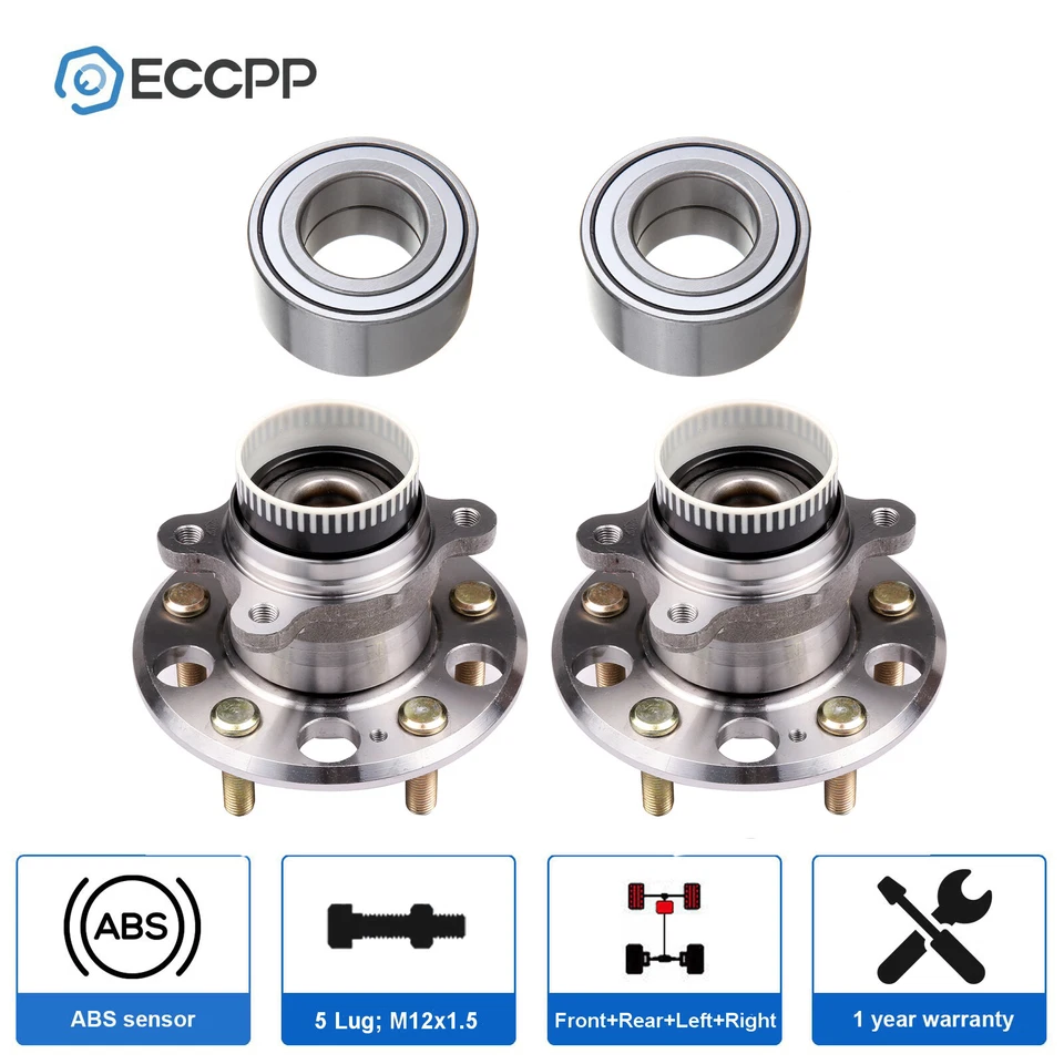 4x Cojinetes de cubo de rueda delanteros traseros tracción delantera para Hyundai Sonata Kia Sportage 2011-2013 Foto 1 de 4