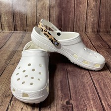 white crocs leopard strap