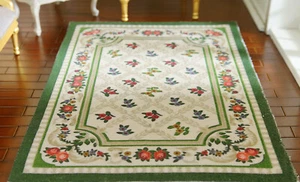 Beautiful Aubusson Design Light Blue Flowers Dollhouse 1/12 Scale Lace Rug - Picture 1 of 6