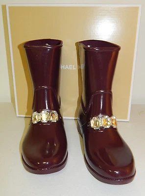 Новый в коробке женщин Michael Kors Leslie резиновый Rainbootie, 8 М в сливы, 40F6LSFE7Q - Изображение 1 из 4