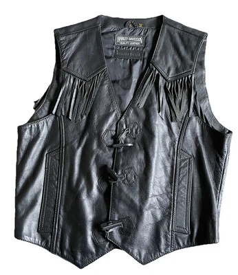 Chaleco con flecos de cuero Harley Davidson vintage años 70 para mujer Foto 1 de 2