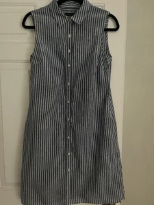Women’s Tommy Hilfiger Blue & White Button Down Dress With Pockets Size 6 - Picture 1 of 3