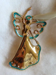 Harvey Lewis Blessed Angel Christmas Tree Ornament Swarovski Crystals Metal - Picture 1 of 4