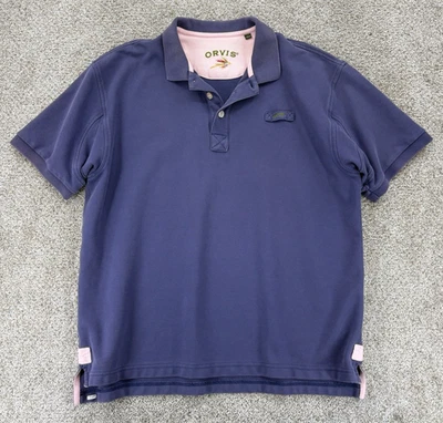 Camisa polo Orvis Signature para hombre L púrpura tejido pesado algodón Pima pesca con mosca Foto 1 de 4