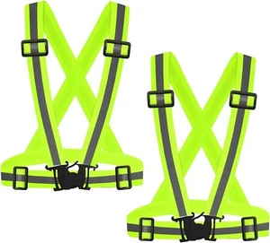 2-Pack Adjustable Safety Running High Visibility Reflective Vest Gear Strap Belt - Picture 1 of 6