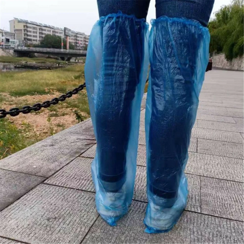 20pcs Disposable Long Shoe Cover Waterproof Anti Slip Knee BOOTS Cover Overshoes