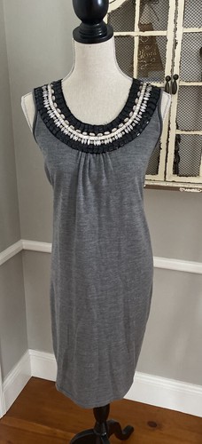 Abito donna Tory Burch indossato una volta piccolo grigio lana paillettes impreziosito