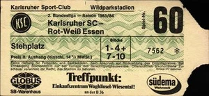 Ticket II. BL 83/84 Karlsruher SC - Rot-Weiß Essen, Stehplatz - Bild 1 von 1