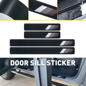 Car Door Sill Protector Edge Sticker Rubber Carbon Fiber Bumper Guard Strip 4x - Picture 1 of 11