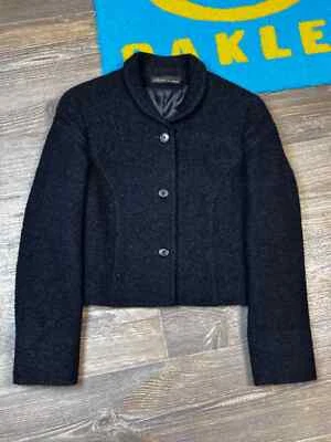 Womans Belvest Three Buttons Navy Blue Alpaca Wool Crop Blazer Jacket size 44 - Image 1 of 4