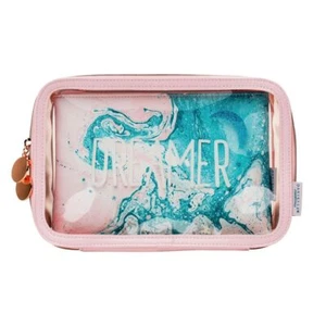 Toiletry Make Up Bag Travel Set Fantasy Marble 2-In-1 Clear - Danielle Creations - Picture 1 of 3