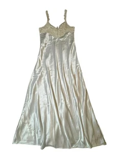 Victoria's Secret langes Nachthemd weiß Satin & Spitze Gold Label Vintage Gr. Medium - Bild 1 von 6