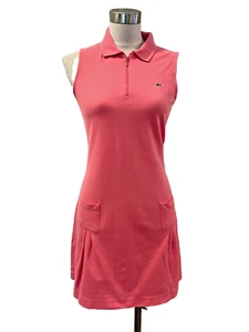 Pink melon LACOSTE sleeveless pleated knit polo dress 38 M - Picture 1 of 5