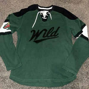 CCM NHL Minnesota Wild Knitted Pullover Tee Black And Green ,Drawstring Size S - Picture 1 of 2
