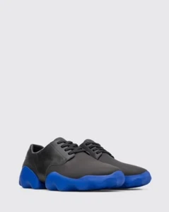 CAMPER Black dub roberised black leather sneakers with blue soles Size 38 - Picture 1 of 11