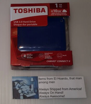 Toshiba Canvio Connect II 1 TB USB 3.0 Hard Drive Complete in Original Box - Image 1 of 4