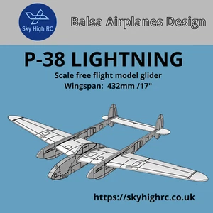 P38-Lightning - Scale free-flight model glider ~ Laser-cut balsa kit - Picture 1 of 5