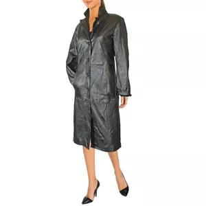 True Vintage Feines Nappa Echtleder Trenchcoat Mantel Leicht Wattiert NEU Gr.40 - Picture 1 of 3