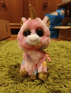 Ty Beanie Boo Fantasia Unicorn Large 20cm Sparkle Eyes Rainbow Plush. - Picture 1 of 5