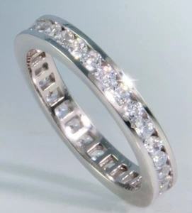 Diamond 1.5Ct Round Cut Lab Created Engagement Band Ring 14k White Gold Plated - Picture 1 of 5