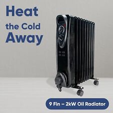 Oil Filled RADIATOR Heater BLACK Portable Electric Oil Heater & Thermostat 2500W