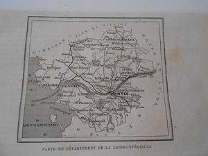 Gravure 1879 - Petite carte du Dpt de la Loire Inférieure - Imagen 1 de 1