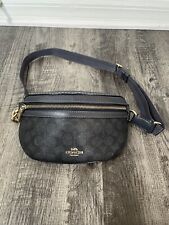 Coach Belt Bag In Signature Canvas Charcoal Midnight Navy Gold 39937 Fanny Pack